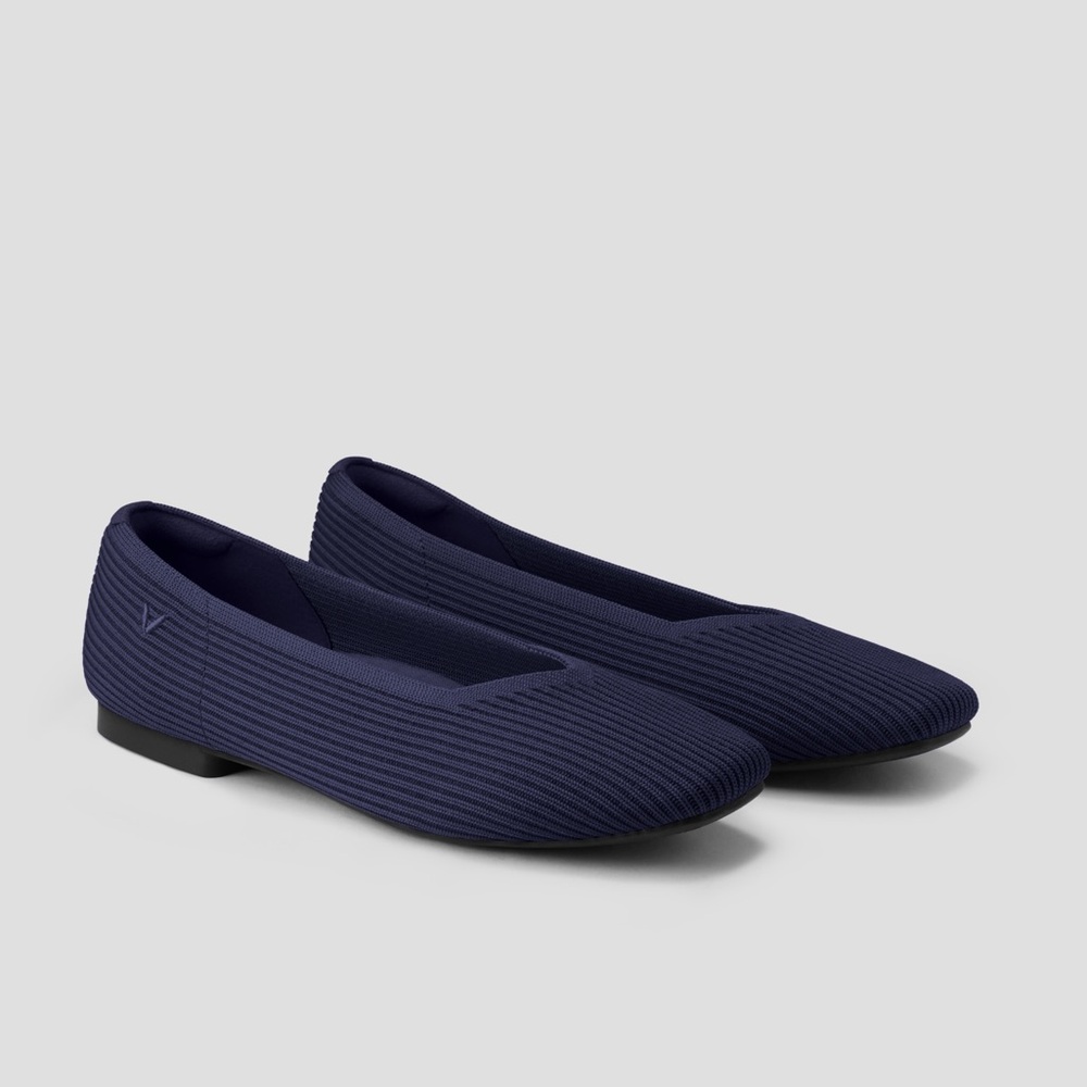 Viviana Navy Ribbed Ballet Flats